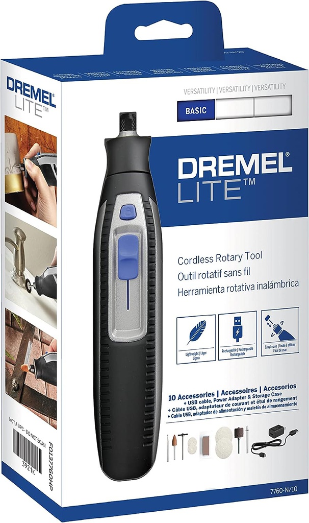Minitorno Dremel 7760-N/10 3.6V con 10 Accesorios
