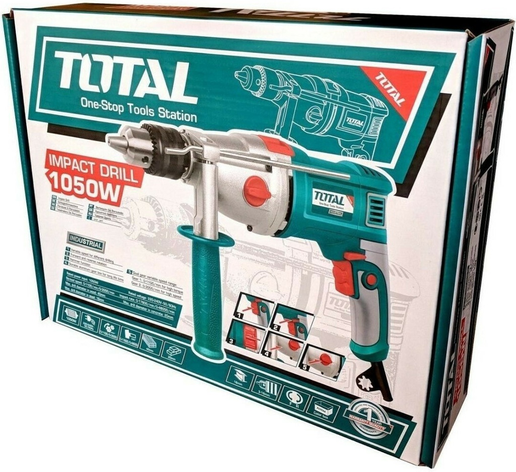 Taladro Percutor Total TG111165-4-4 Industrial 13mm 1050W #