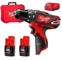 Taladro Atornillador Percutor Milwaukee 12V con 2 Baterias y Cargador