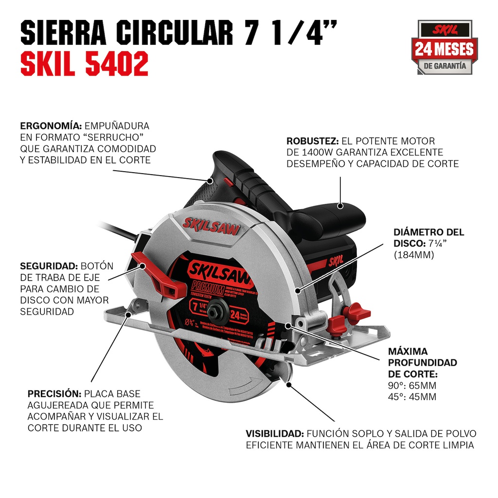 Sierra Circular Skil 5402 JB 1400W 7 1/4&quot; 