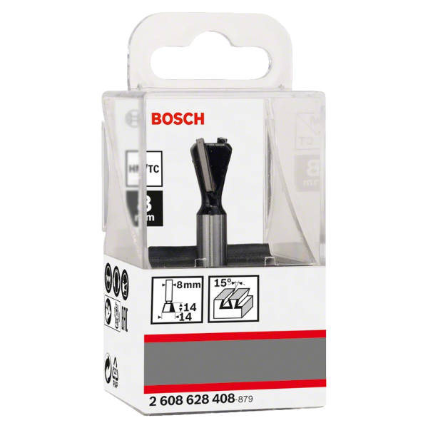Fresa Bosch cola milano 14mm,dos filos,Hmetal