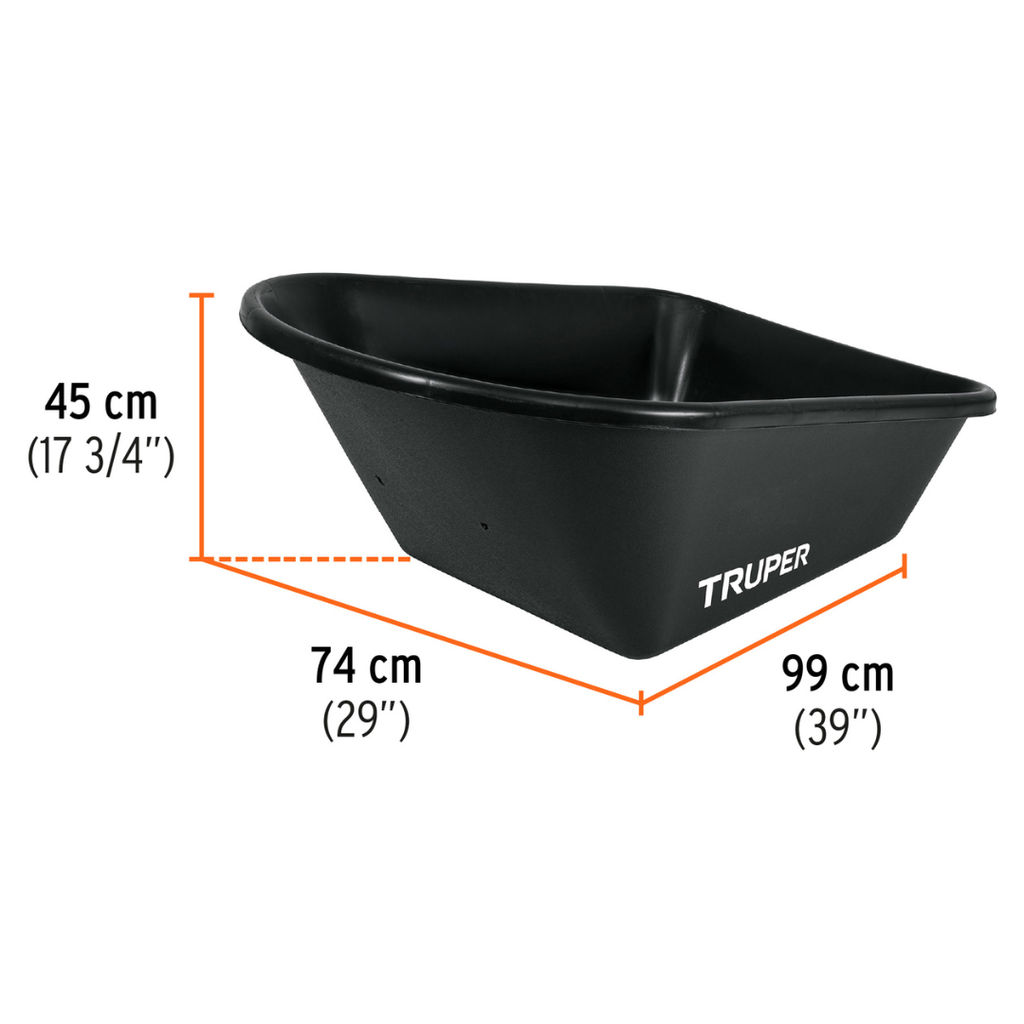 Carretilla Truper reforzada plástica 530kg 120lt