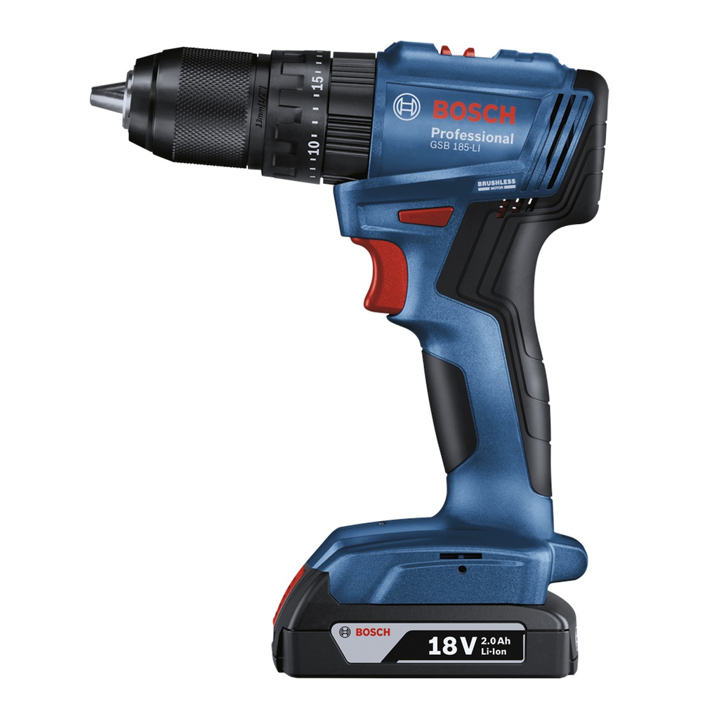 Taladro Percutor Atornillador Bosch GSB 185-LI Sin Carbones con 1 Bateria y Maletin