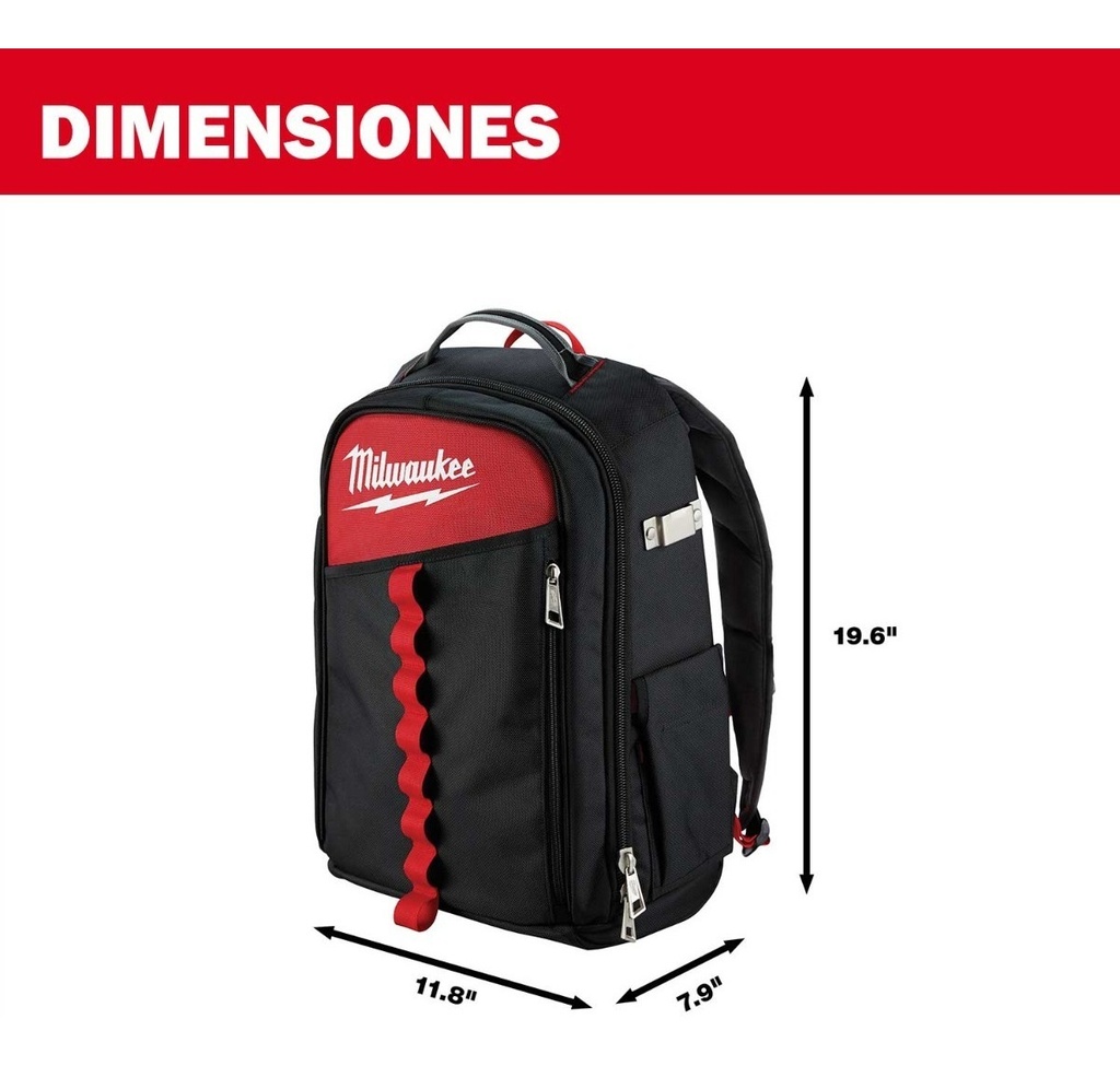 Mochila Portaherramientas Milwaukee 22 Bolsillos Reforzada C