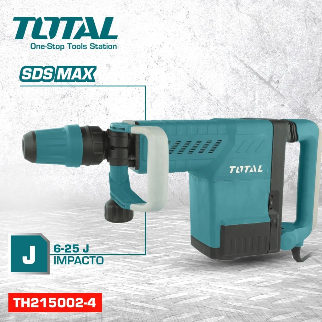 Martillo Demoledor 1500W 25J Total TH215002-4 con Maletin y Cinceles