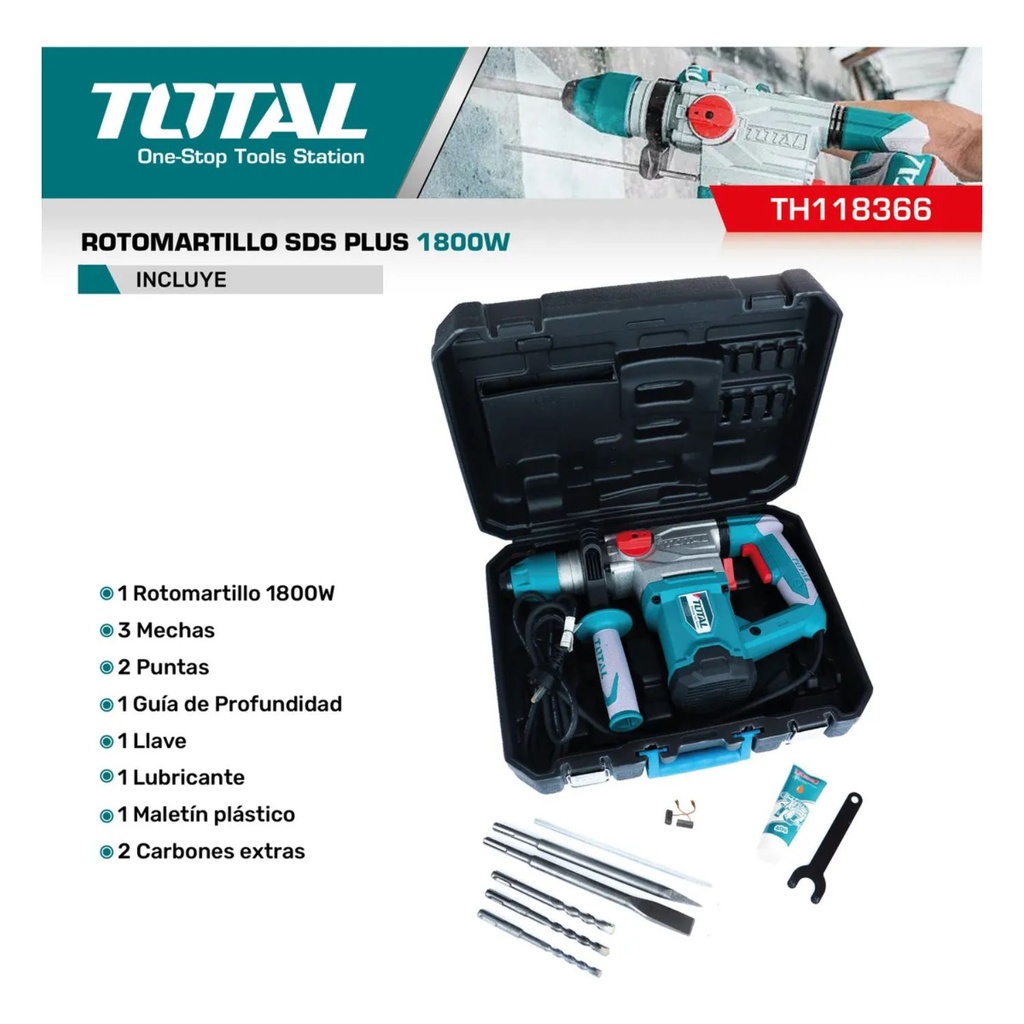 Rotomartillo SDS PLUS 1800W Total TH118366-4