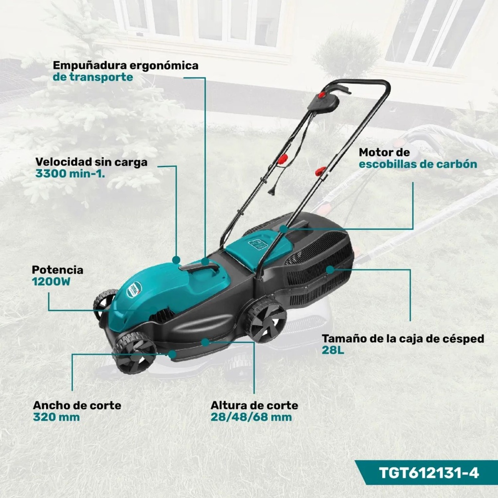 Cortadora de Cesped 1200W Total TGT612131-4