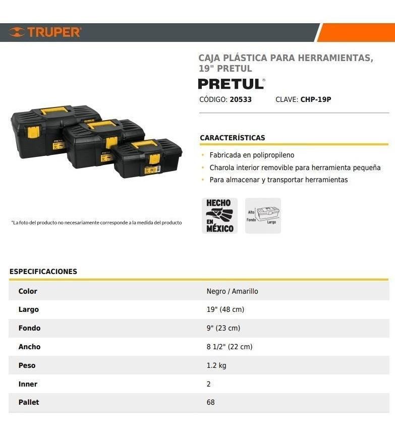 Caja De Herramientas Plástica 48cm C/bandeja Pretul 20533