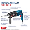 Rotomartillo SDS PLUS Bosch GBH 2-24 D 800W 2.7J 2.8kgs V.V. 