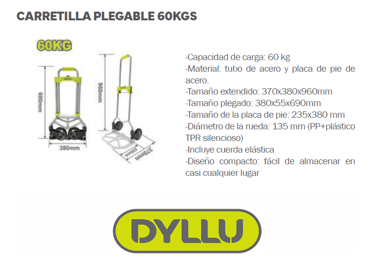 Carretilla Plegable 60kgs Dyllu Dtwb9a06
