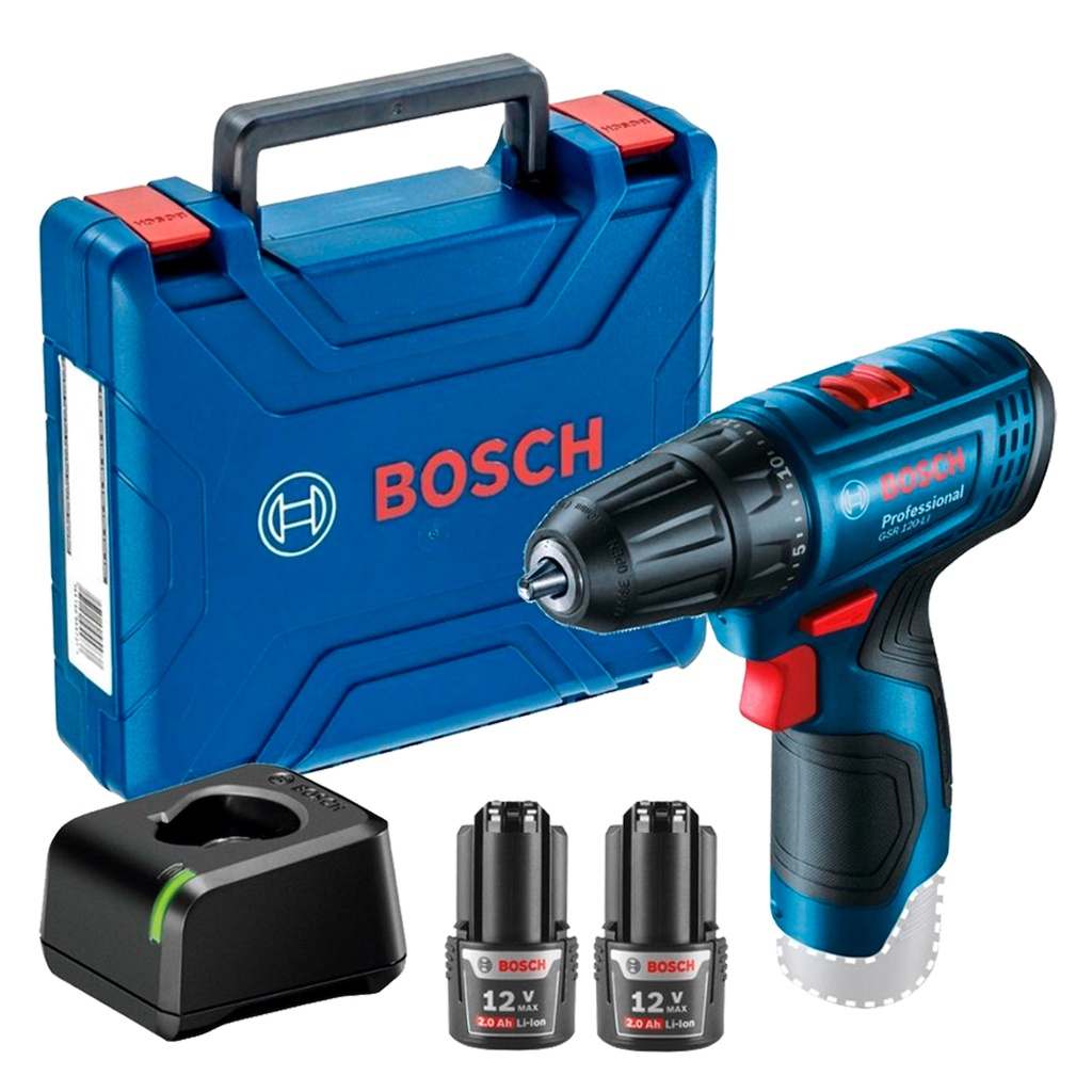 Taladro Atornillador Bosch GSR 120-LI 12V con 2 Baterias Maletin y Cargador