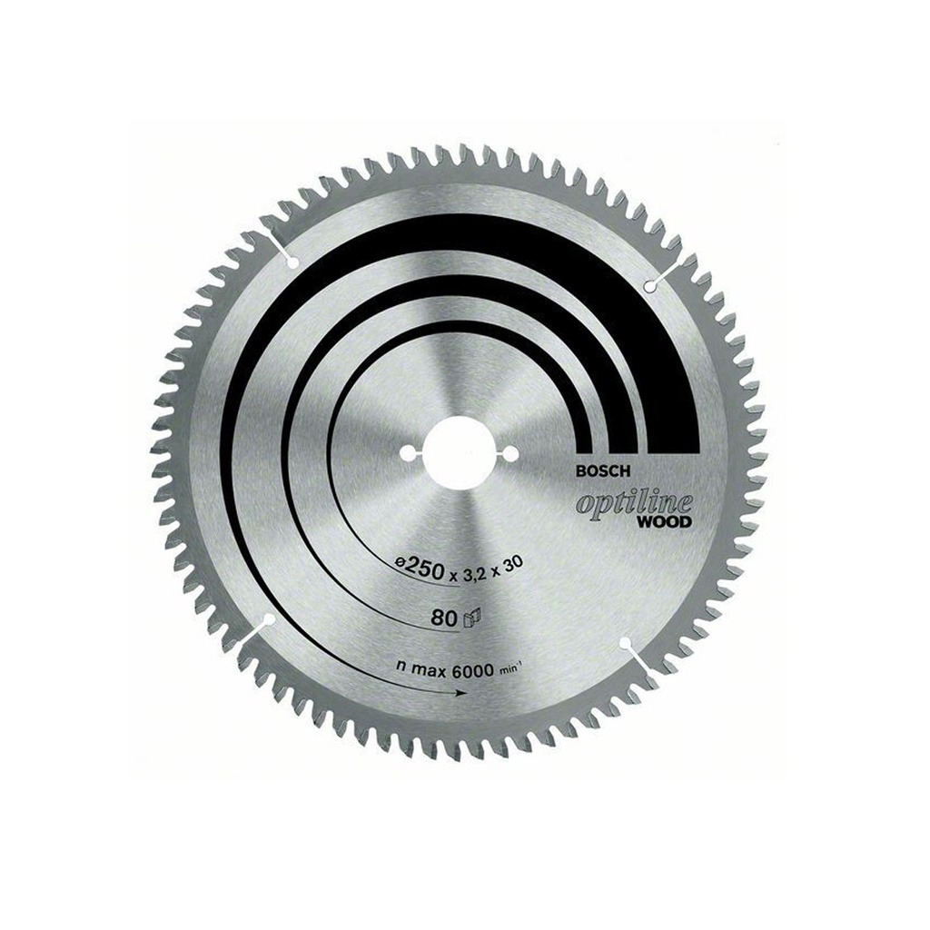 Hoja de Sierra Circular Bosch Optiline 10" 80 Dientes para Madera