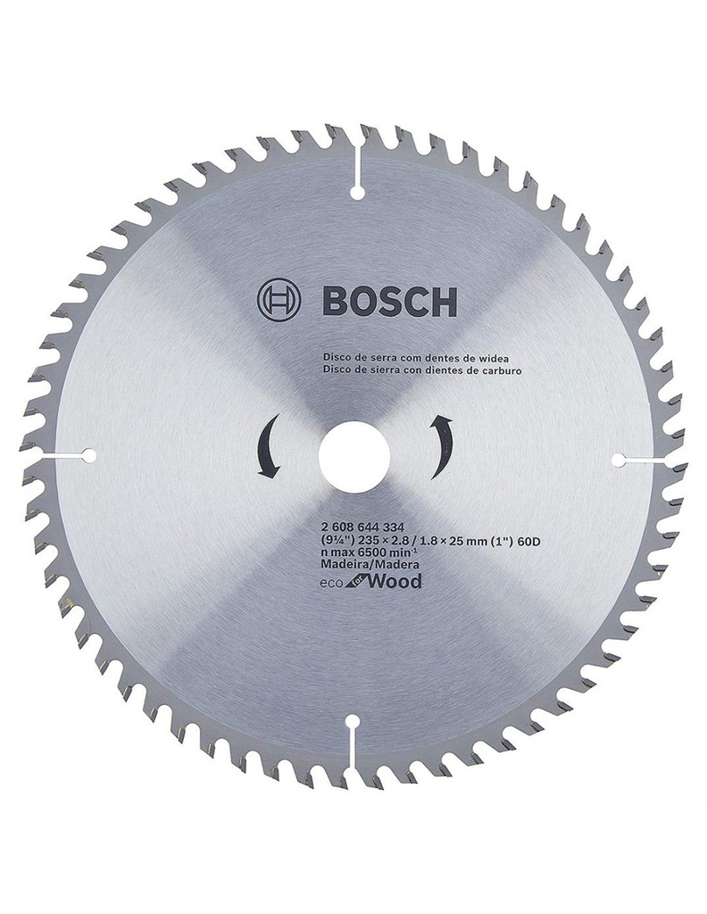Hoja de Sierra Circular Bosch 9 1/4" 60 Dientes para Madera