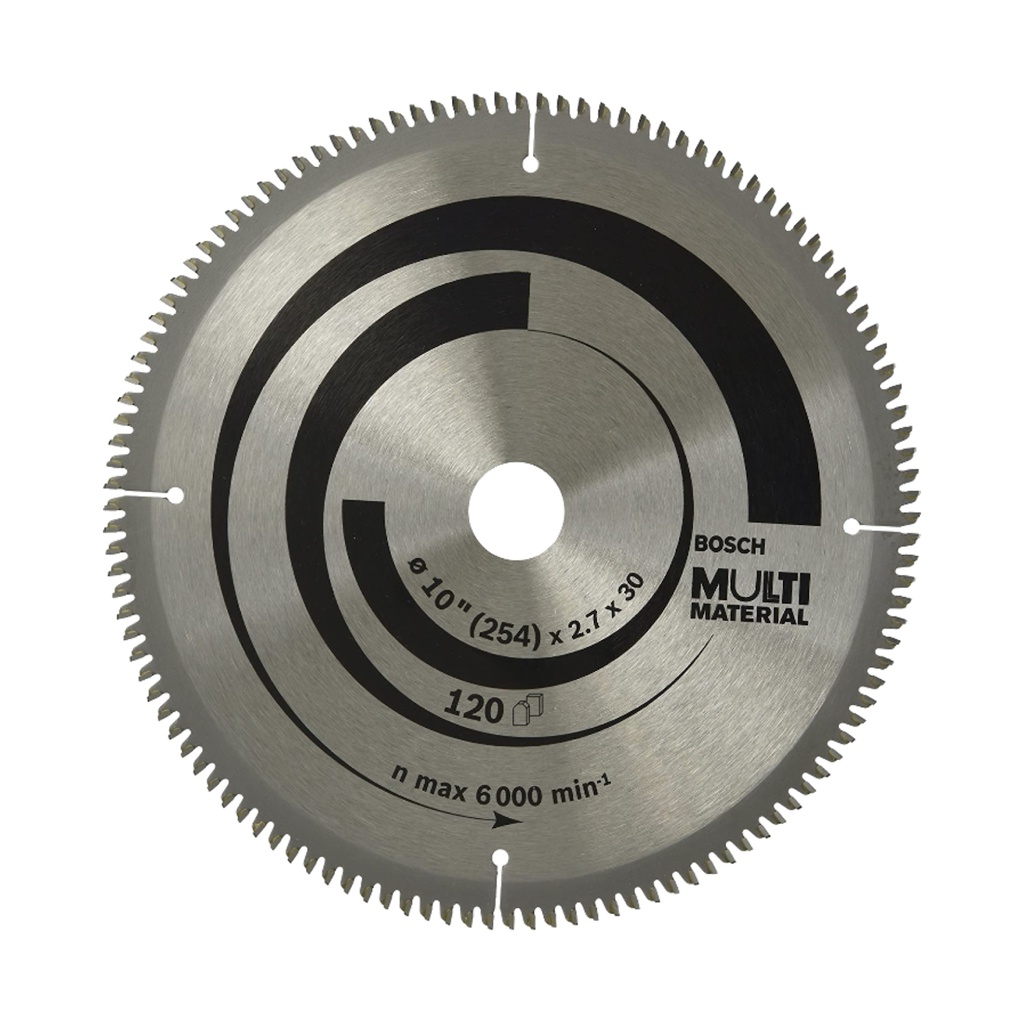 Hoja de Sierra Circular Bosch 10" 120 Dientes Aluminio y Multimaterial