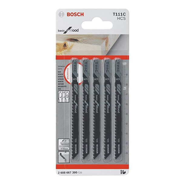 [2608630033] Hoja Sierra Caladora Bosch T111C x 5u para Madera