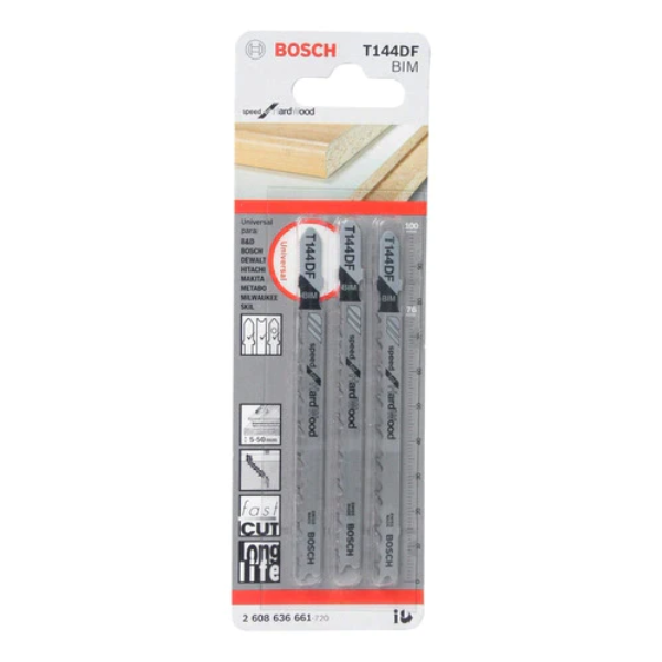 [2608636661] Hoja Sierra Caladora Bosch T144DF Blister Corte Rapido en Madera Dura x 3 unidades