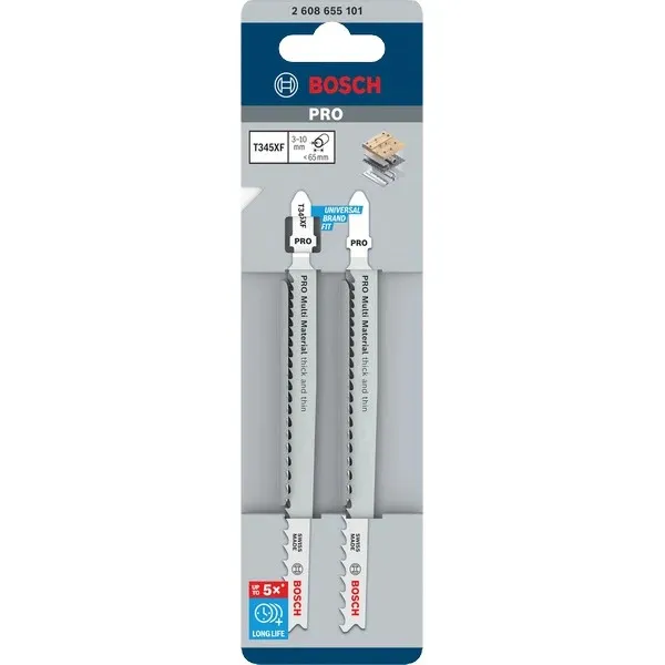[2608655101] Hoja Sierra Caladora Bosch T345XF x 2u para Madera y Metal (ex 2608636829)