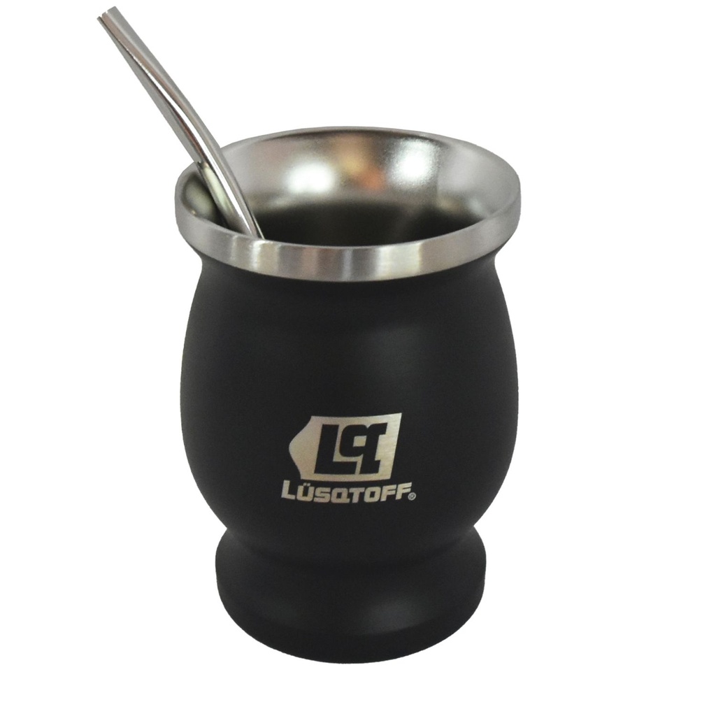Mate Lusqtoff 300ml Color Negro con Bombilla