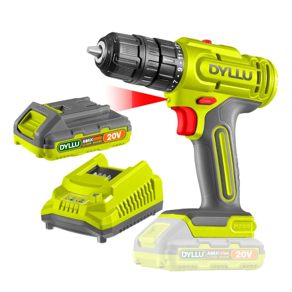 Taladro Atornillador Dyllu DTCDP511-4 20V+Cargador y 1 Bateria 1,5AH