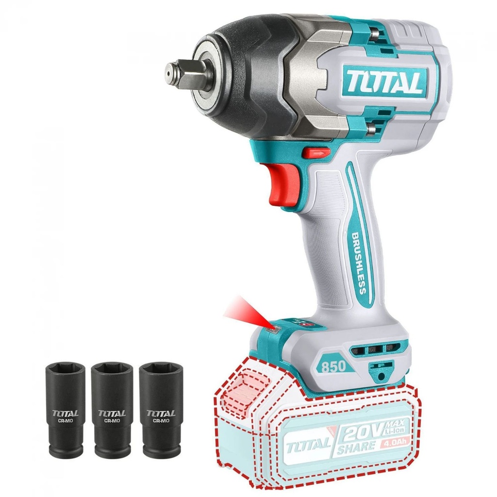 Llave de Impacto 20V BL 850Nm Total TIWLI20851 sin Baterias ni Cargador