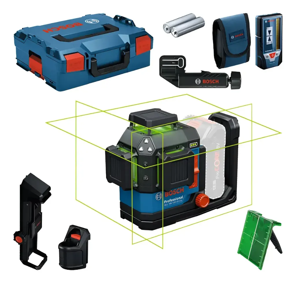Nivel Laser Bosch GLL 18v 120-33 CG Luz Verde con Maletin