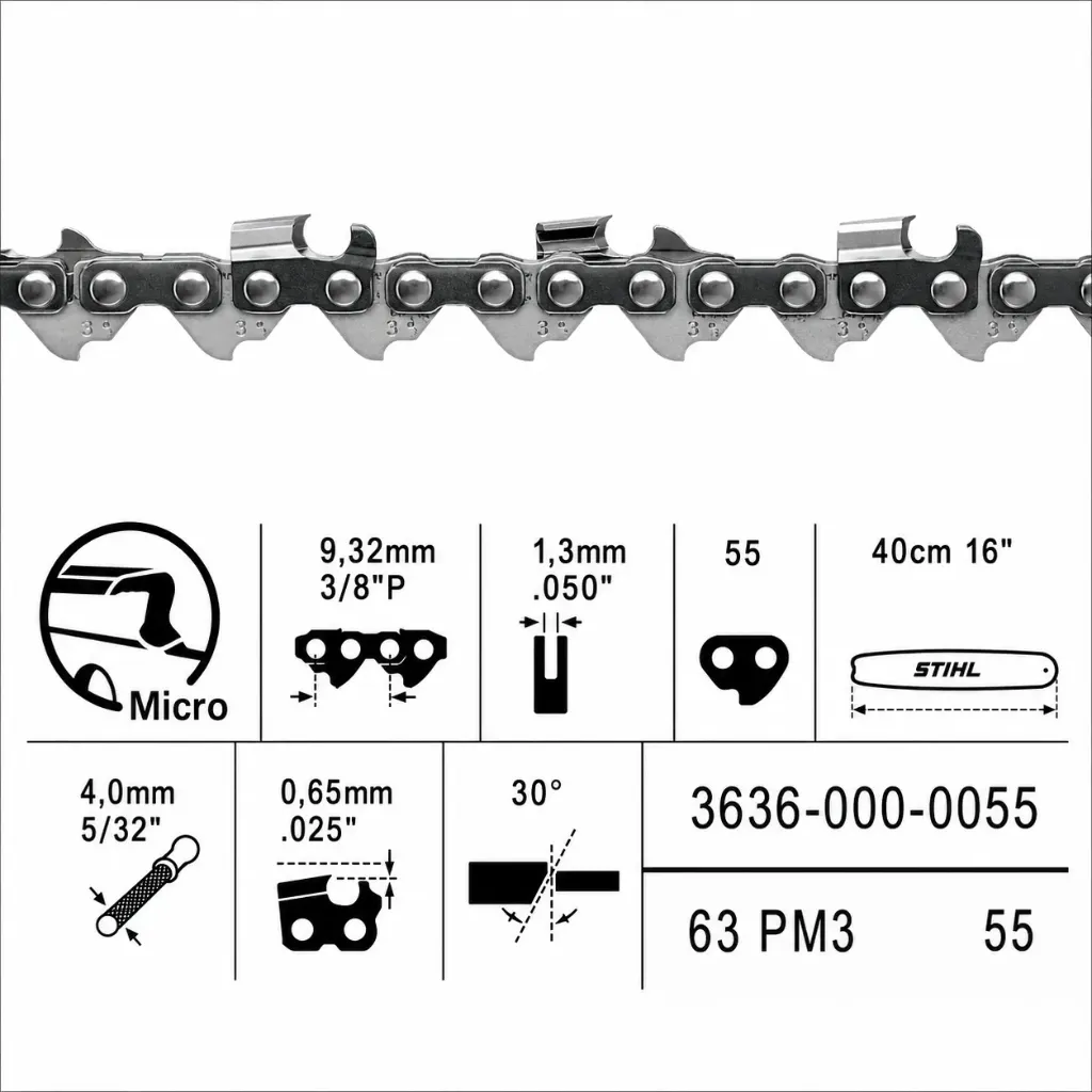 [3636-000-0055] Cadena Stihl 3/8PM 1.3 Espada 40cm