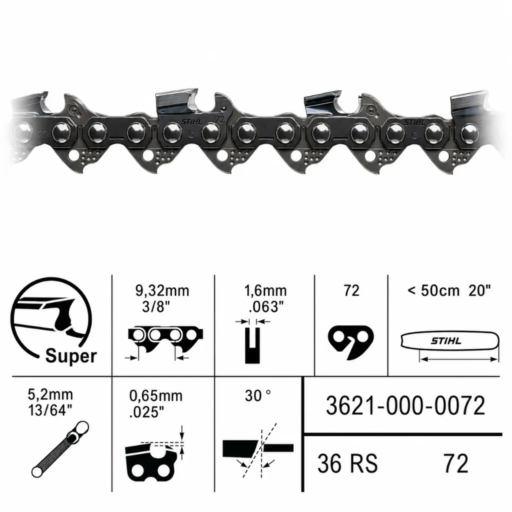 [3621-000-0072] Cadena Stihl 3/8" 1.6 Espada 50cm