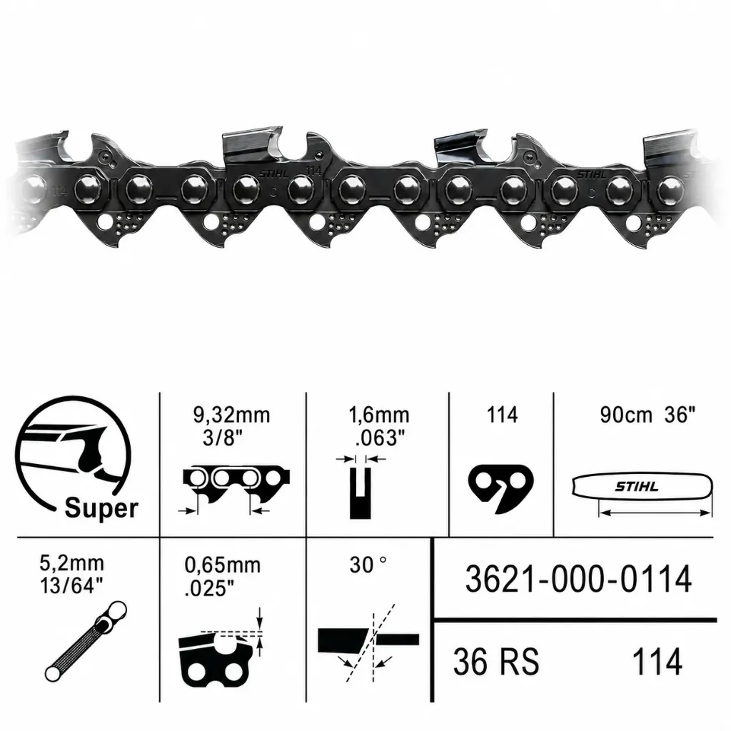 [3621-000-0114] Cadena Stihl 3/8" 1.6 Espada 90cm