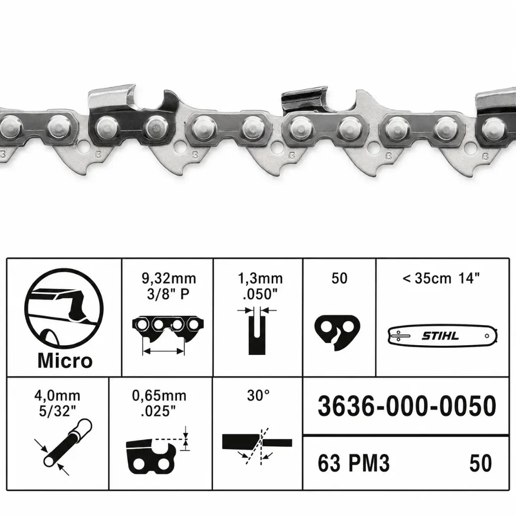 [3636-000-0050] Cadena Stihl 3/8PM 1.3 Espada 35cm