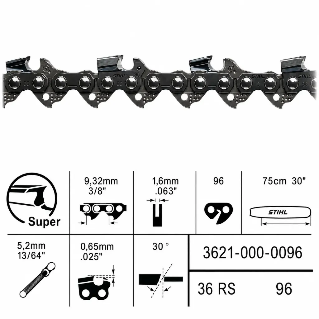 [3621-000-0096] Cadena Stihl 3/8" 1.6 Espada 75cm
