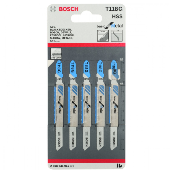 [2608631012] Hoja Sierra Caladora Bosch T118G x 5u para Metal
