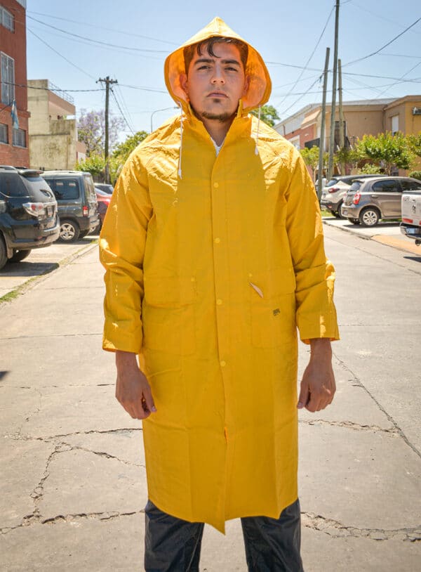 Capa DPS con Doble Puño Capucha Desmontable Cierre y Broche Amarillo XL 