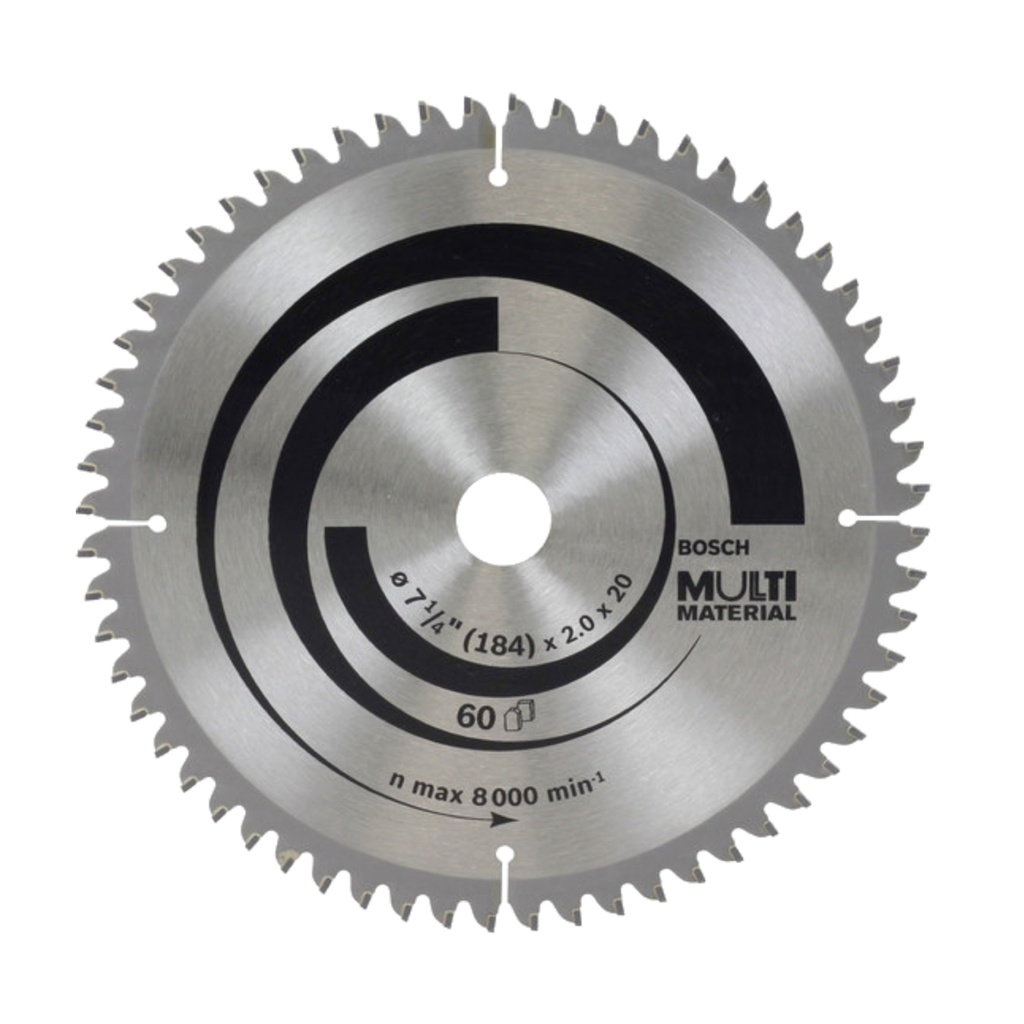 Hoja de Sierra Circular Bosch 7.1/4" 60 Dientes Aluminio y Multimaterial