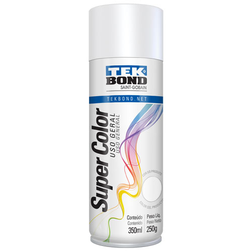 Pintura en Aerosol Super Color Acrilica Tek Bond x 350ml/250grs Color Blanco Mate 