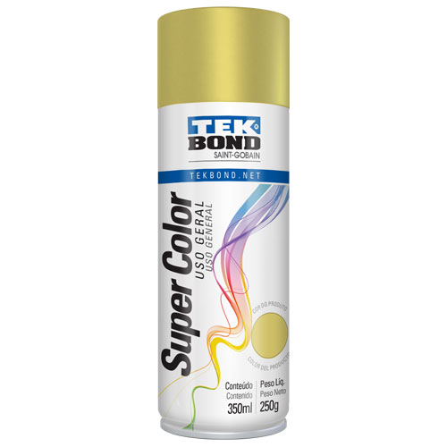 Pintura en Aerosol Super Color Acrilica Tek Bond x 350ml/250grs Color Dorado 