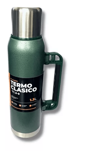 [TL1.3-9] Termo Inoxidable Lusqtoff 1.3LT con Manija y Pico Cebador Color Verde