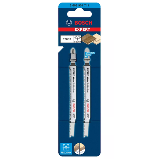 [2608901711] Hoja Sierra Caladora Bosch T308B x 2u para Madera Corte Extra Limpio