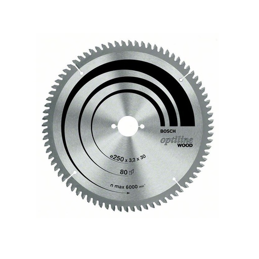[2608640909] Hoja de Sierra Circular Bosch Optiline 10" 80 Dientes para Madera