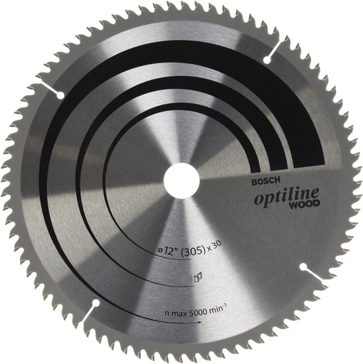 [2608640923] Hoja de Sierra Circular Bosch Optiline 12" 100 Dientes para Madera