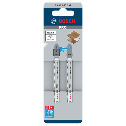 [2608655091] Hoja Sierra Caladora Bosch T101BIF x 2u. para Laminados (ex 2608636670)
