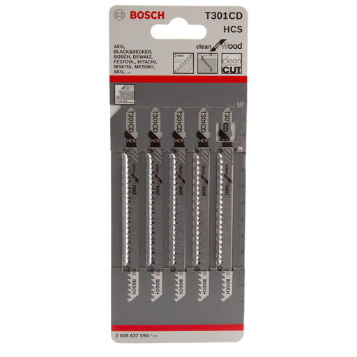 [2608637590] Hoja Sierra Caladora Bosch T301CD Blister x 5 unidades