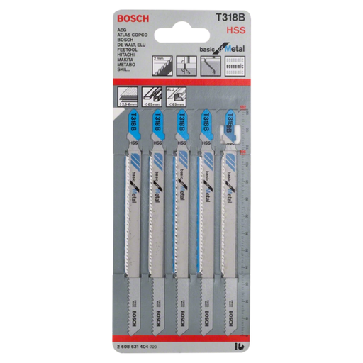 [2608631404] Hoja Sierra Caladora Bosch T318B x 5u para Metal Discontinuado