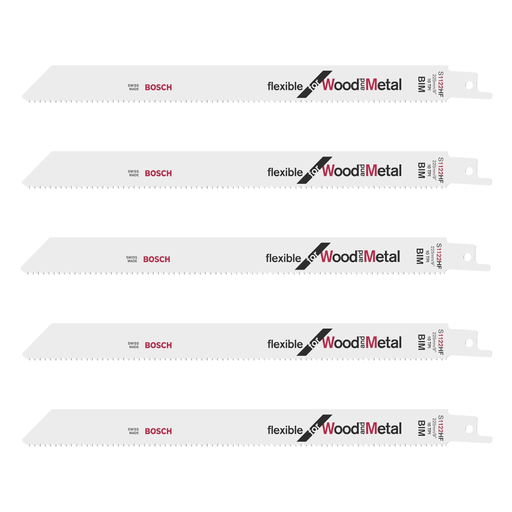 [2608656021] Hoja Sierra Sable Bosch 225mm para Madera con Clavos/Metal/Chapas de Metal/Perfiles de Aluminio x 5u.