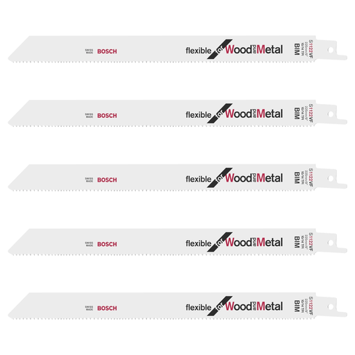 [2608654981] Hoja Sierra Sable Bosch 225mm para Madera con Clavos/Metal/Chapas de Metal/Perfiles de Aluminio x 5u.