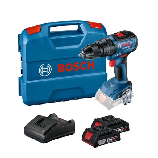 [06019H51H0] Taladro Atornillador Bosch con Percutor GSB 18V-50 18V 2AH Sin Carbones Mandril Metalico con 2 Baterias y Cargador 