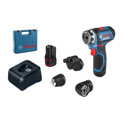[06019F60H0] Taladro Atornillador Multifuncion Bosch GSR 12V-15 FC Flexiclick 12V 1.5AH con 2 Baterias y Cargador 