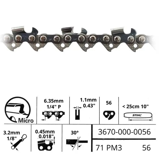 [3670-000-0056] Cadena Stihl 1/4PM 1.1 Espada 25cm