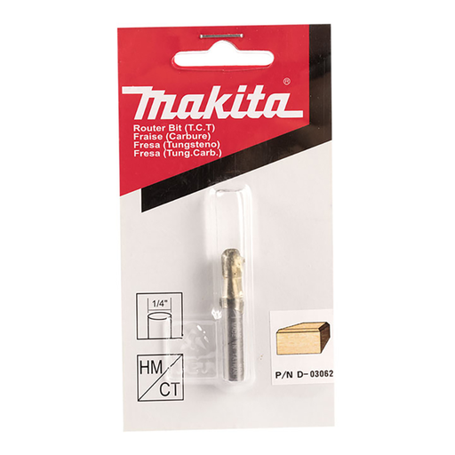 [D-03062] Fresa Makita Ranurado 7 Grados en Bisel de Ajuste Libre 1 Filo 3/16” Vastago 1/4”